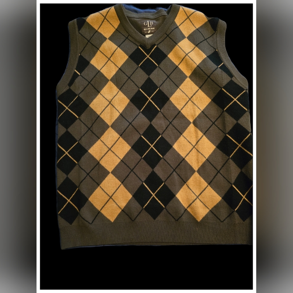 EUC Mens Olive/Gold sweater vest sz 2XL